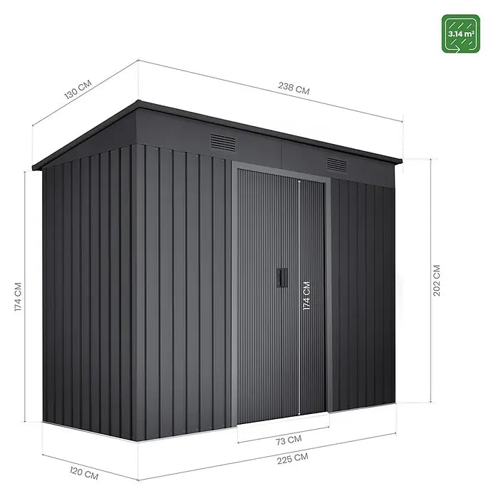 Hoggar Spremište Oulu Dark (Š x D): 238 x 130 cm, Čelik, Baza: 3,14 m²