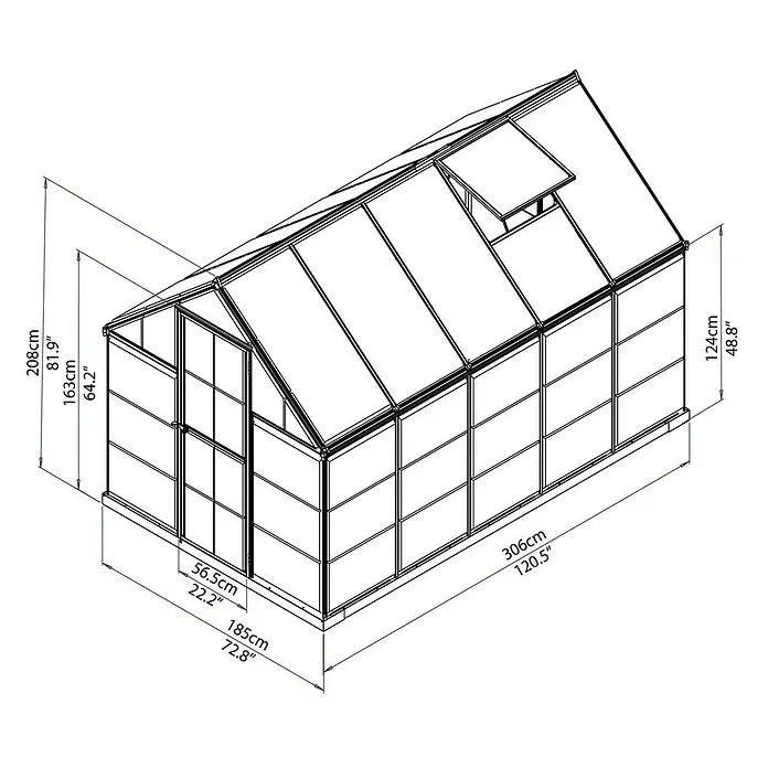 Palram – Canopia Plastenik Hybrid (Š x D): 185 x 306 cm, 0,7 mm, Srebrne boje