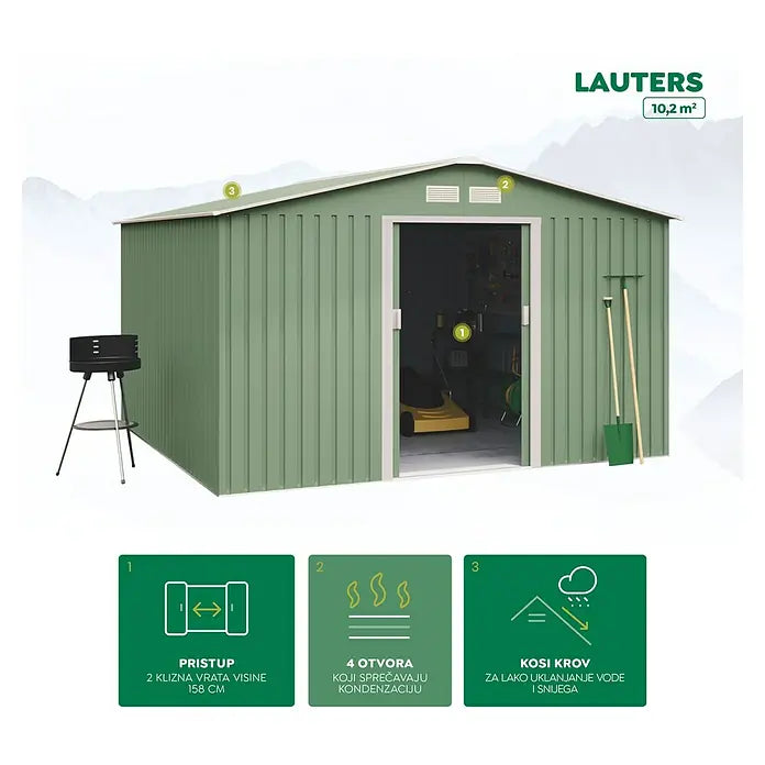 Hoggar Vrtna kućica Lauters (Š x D): 322 x 324 cm, Metal, Baza: 10,2 m²