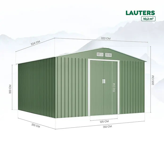 Hoggar Vrtna kućica Lauters (Š x D): 322 x 324 cm, Metal, Baza: 10,2 m²