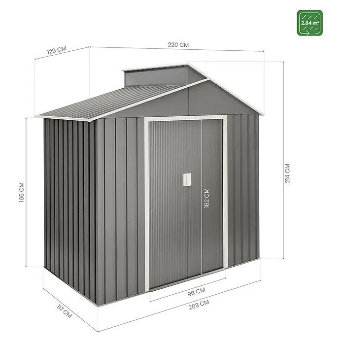 Hoggar Spremište Nuuk V3 (Š x D): 220 x 129 cm, Čelik, Siva, Baza: 2,84 m²