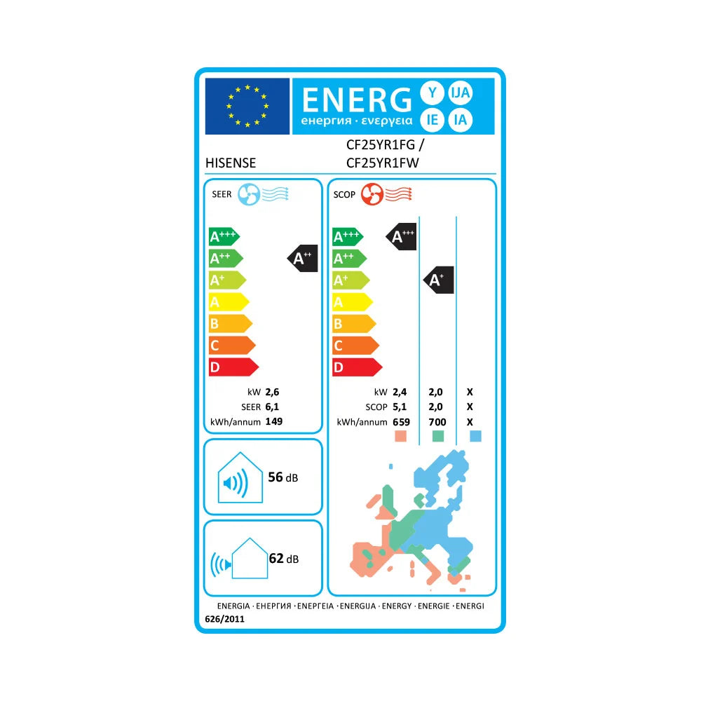 KLIMA HISENSE 2,6 KW CF25YR1FG/CF25YR1FW WI-FI