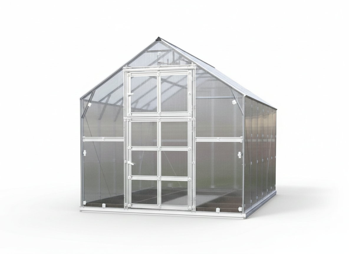 Staklenik polikarbonatni TITAN Classic 480, 4,9m², 2,35x2,12m, Srebrni