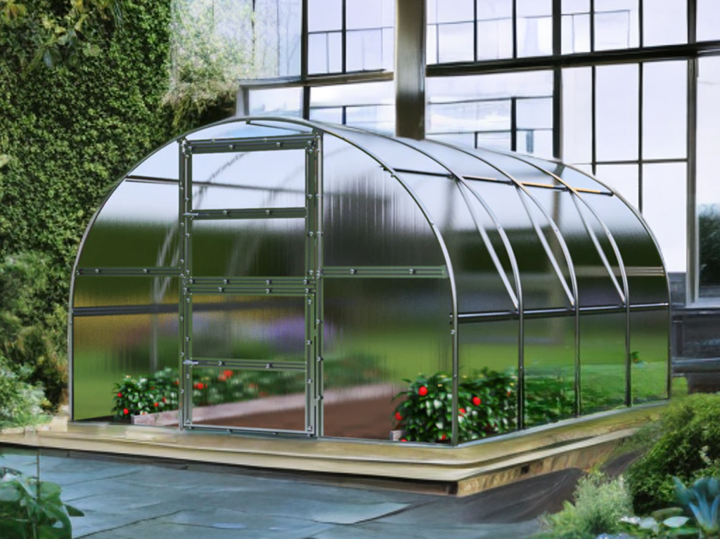 Staklenik polikarbonatni TITAN Arch 280, 12m², 3x4m, Srebrna