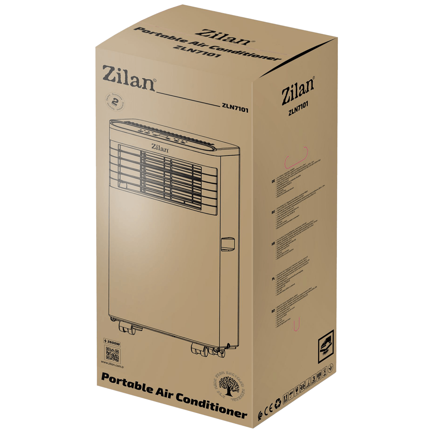 Prijenosni/Mobilni klima uređaj Zilan, 3u1, 9000 Btu, 2.6 kW