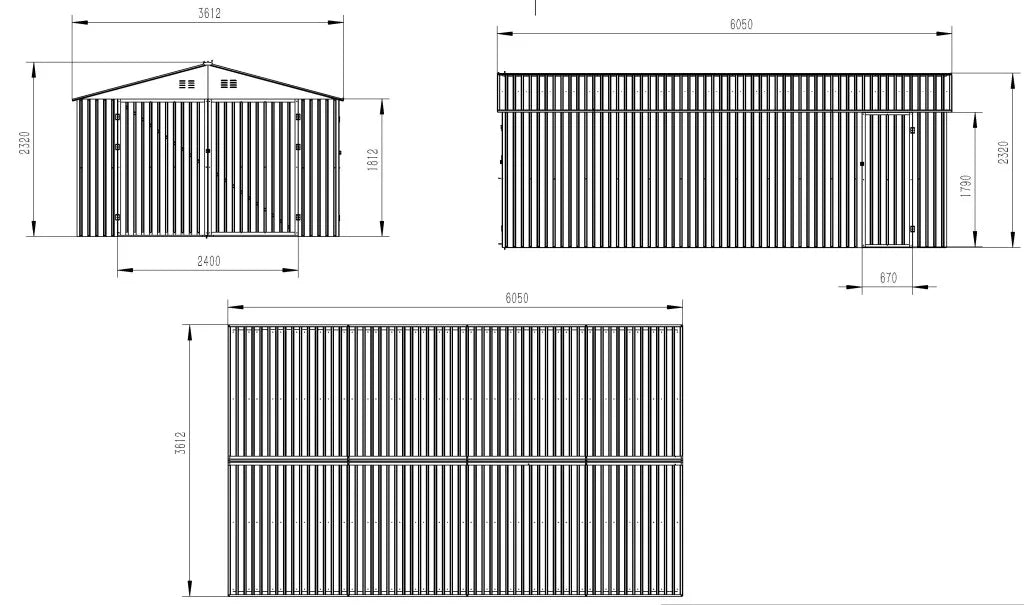 STABILNA METALNA GARAŽA 2090 - 355 X 589 X 233 CM SA DVA ULAZA; 20,90m2