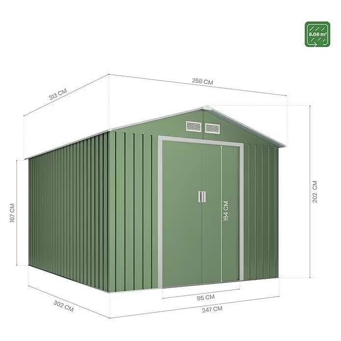 Hoggar Spremište Köppen Mint 258 x 313 cm, Čelik, Baza: 8,08 m²