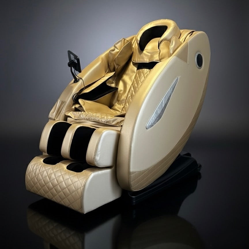 PREMIUM ZERO DELUXE GRAVITACIJSKA MASAŽNA FOTELJA BEŽ ZLATNA