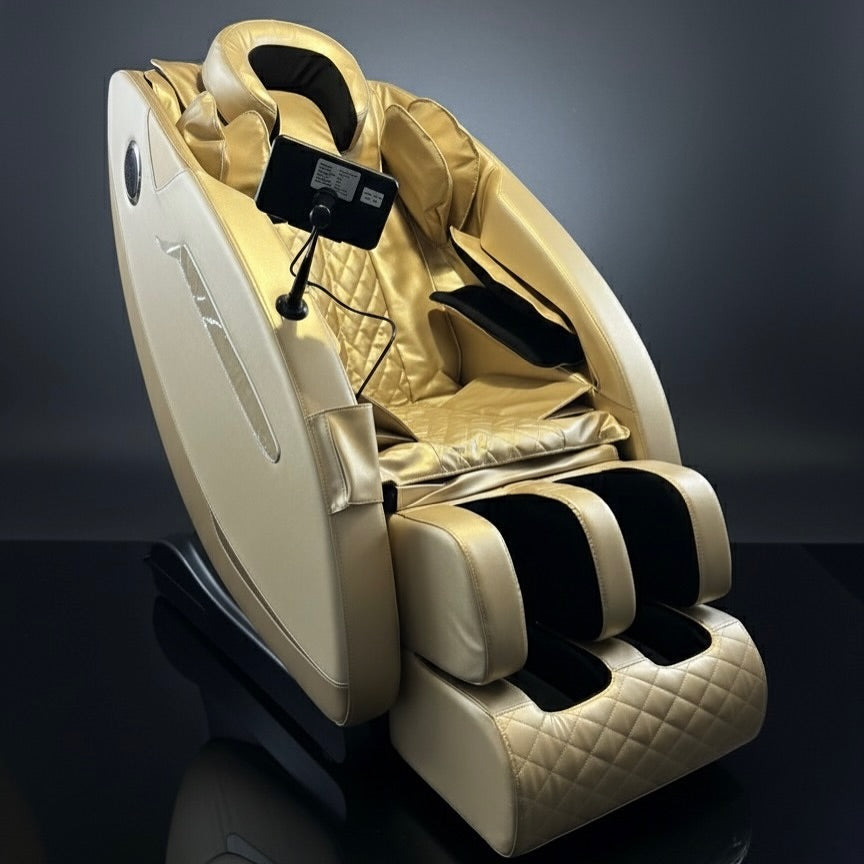 PREMIUM ZERO DELUXE GRAVITACIJSKA MASAŽNA FOTELJA BEŽ ZLATNA