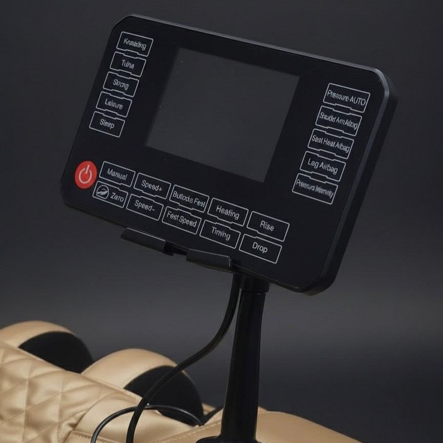 PREMIUM ZERO DELUXE GRAVITACIJSKA MASAŽNA FOTELJA BEŽ ZLATNA