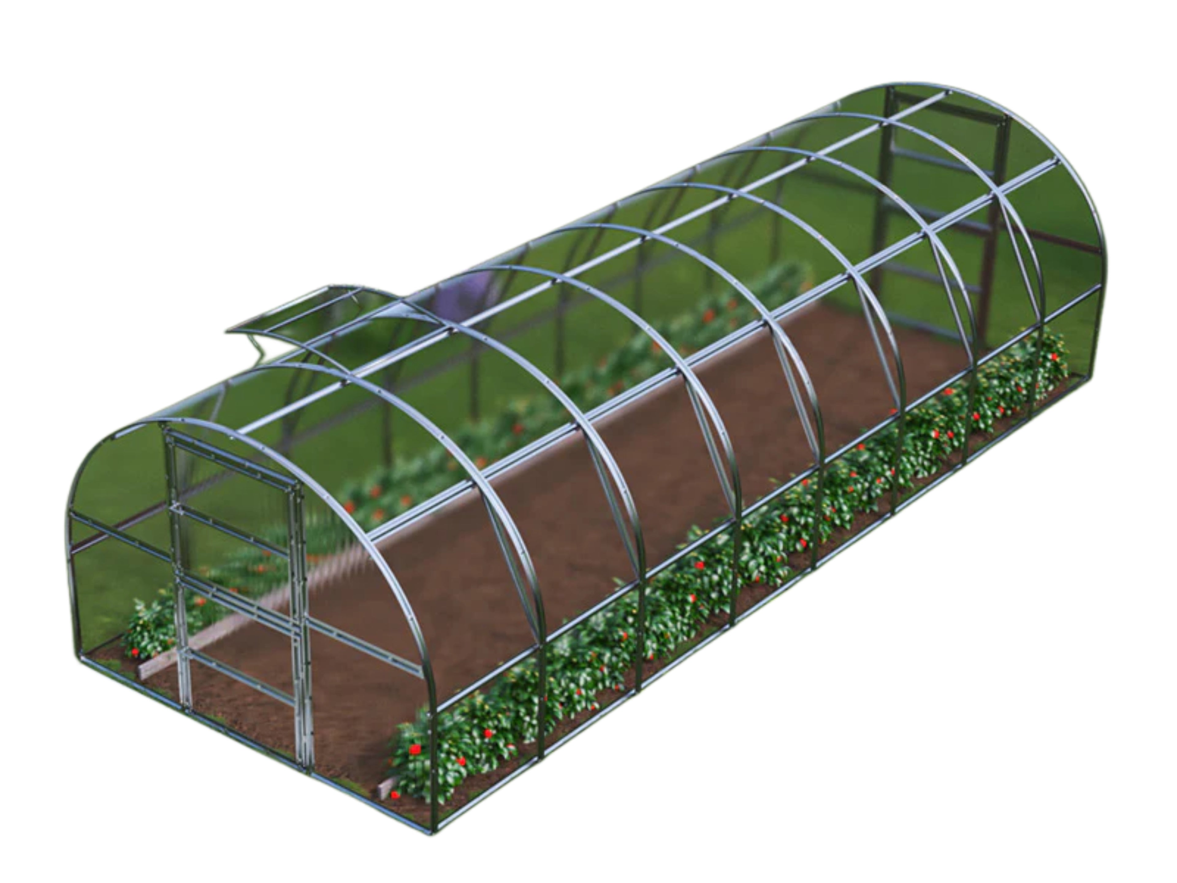 Staklenik polikarbonatni TITAN Arch 280, 24m², 3x8m, Srebrna