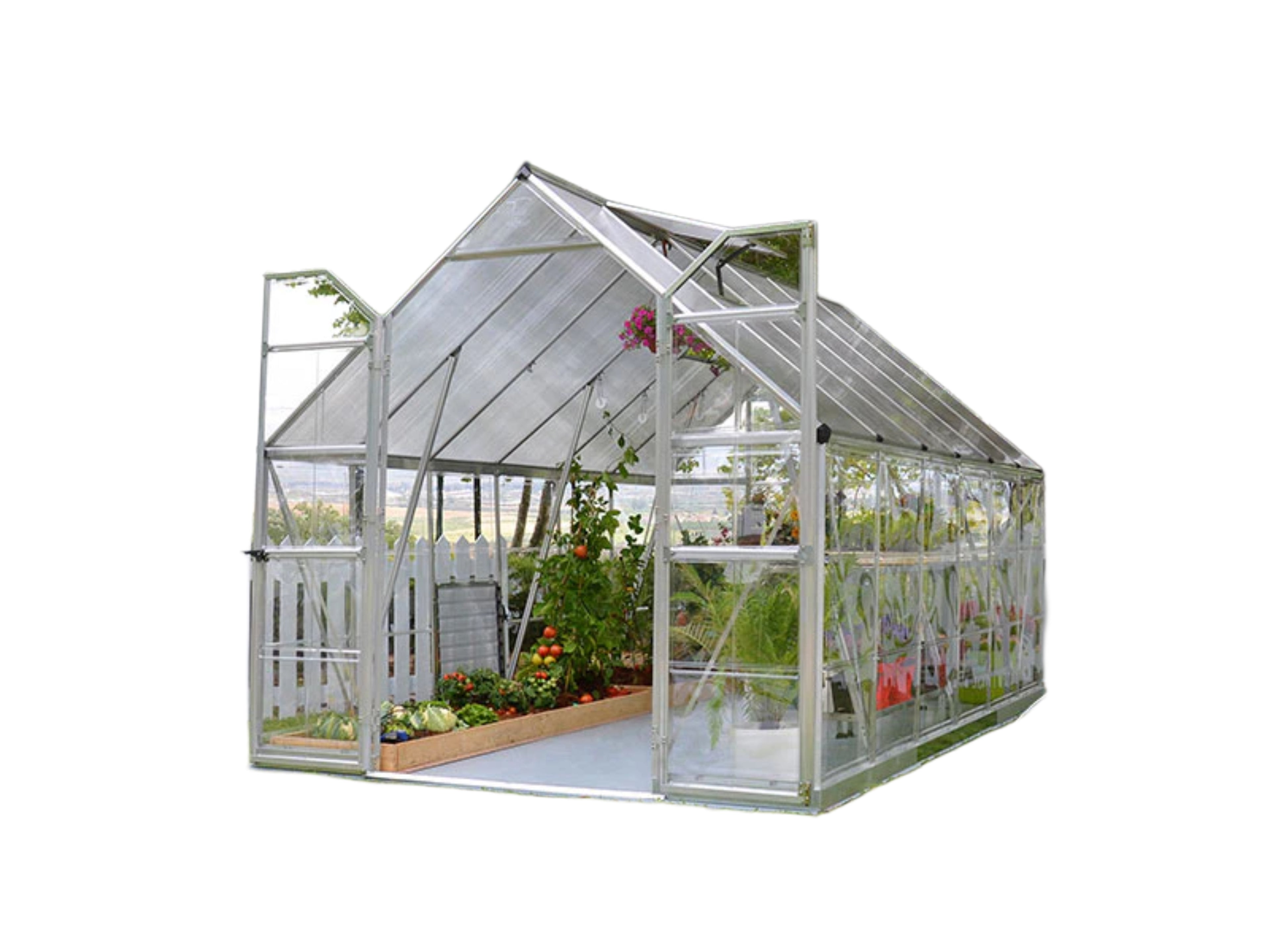 Staklenik od polikarbonata Balance 8,9m², Palram/Canopia, 2,44x3,67x2,29m Srebrni