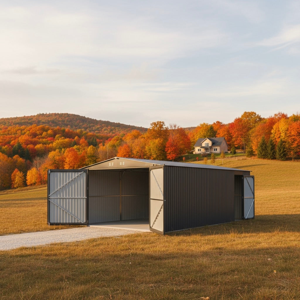 STABILNA METALNA GARAŽA 2090 - 355 X 589 X 233 CM SA DVA ULAZA; 20,90M2