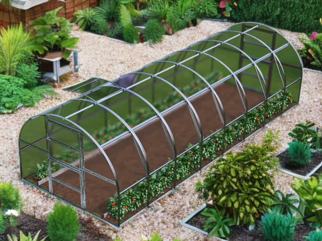 Staklenik polikarbonatni TITAN Arch 280, 24m², 3x8m, Srebrna