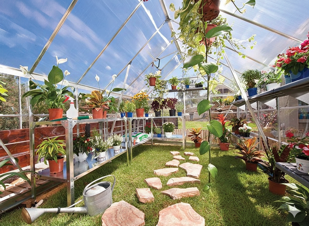 Staklenik od polikarbonata Balance 8,9m², Palram/Canopia, 2,44x3,67x2,29m Srebrni