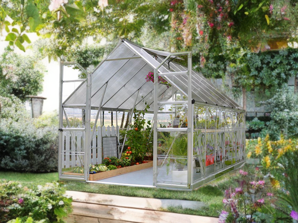 Staklenik od polikarbonata Balance 8,9m², Palram/Canopia, 2,44x3,67x2,29m Srebrni