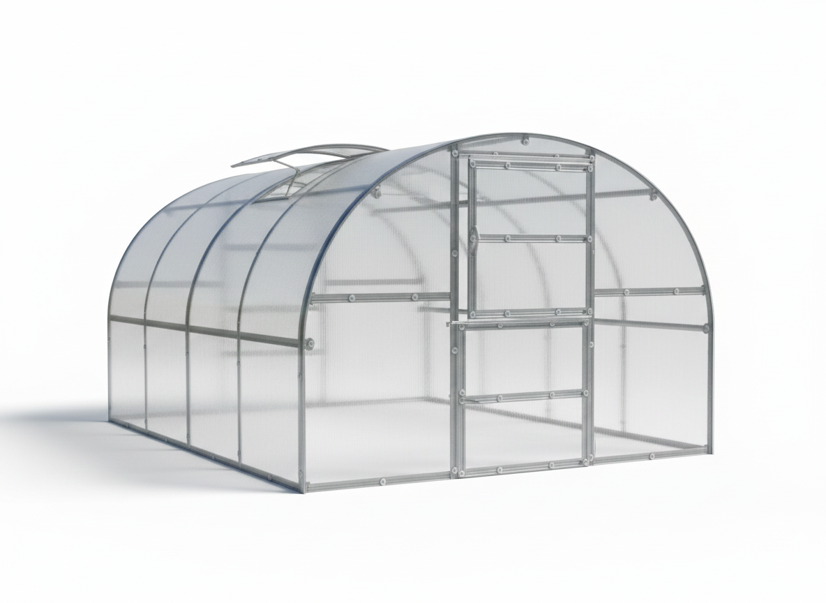 Staklenik polikarbonatni TITAN Arch 280, 18m², 3x6m, Srebrna