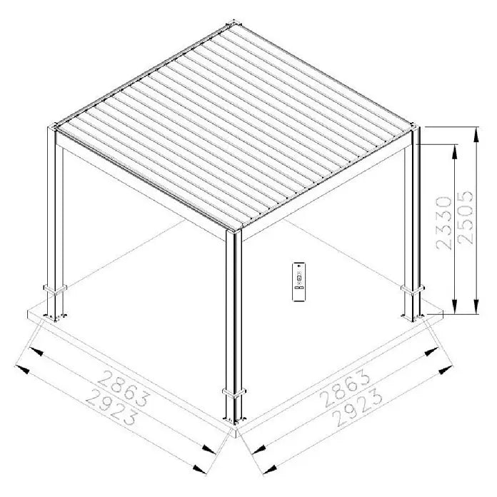 BIOKLIMATSKA PERGOLA S MOTORIZIRANIM LAMELAMA I LED RASVJETOM - Model Y 2.86 x 2.86 m