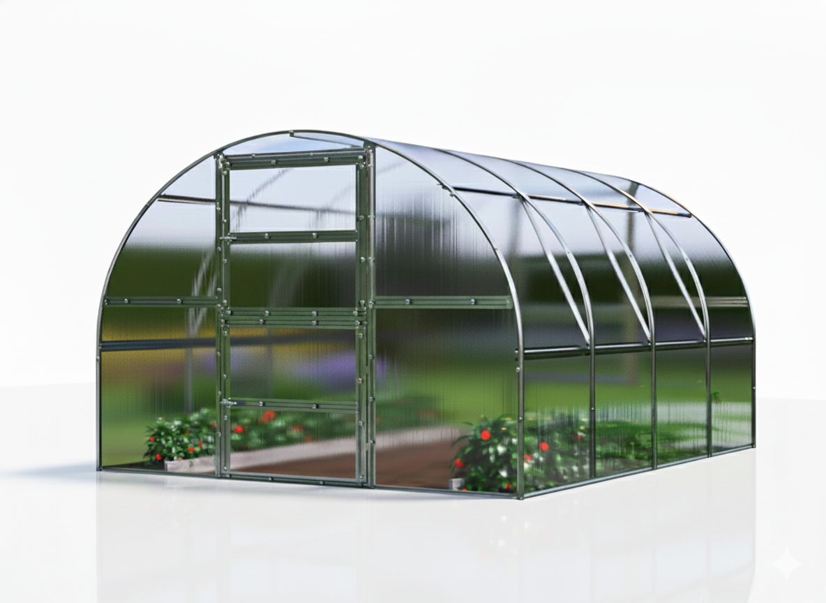 Staklenik polikarbonatni TITAN Arch 280, 12m², 3x4m, Srebrna