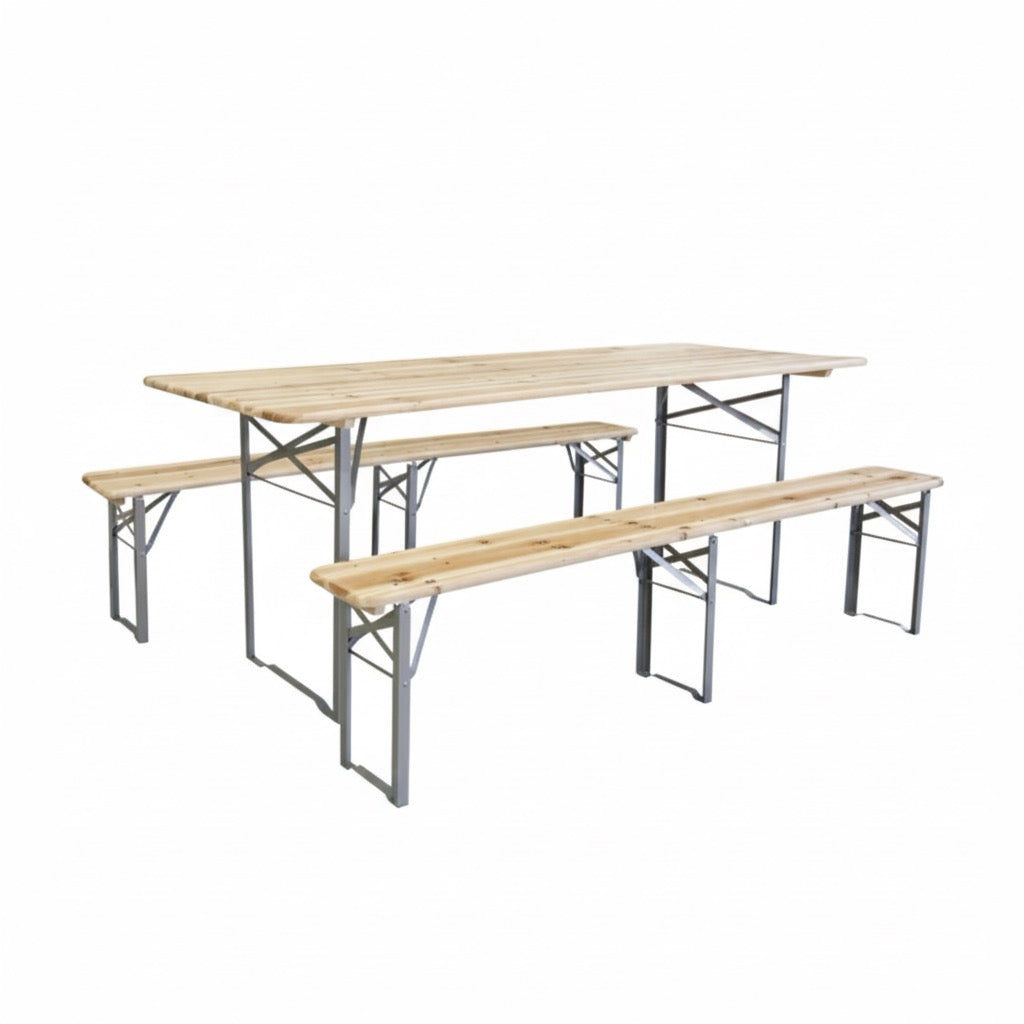 Drvena vrtna garnitura Pivska 200x80 cm + 2 klupe