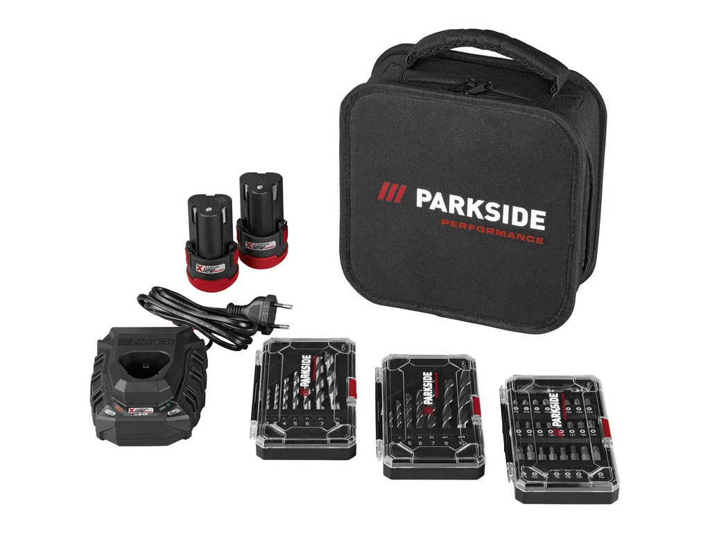 PARKSIDE PERFORMANCE 12V akumulatorski set za početnike s bušilicom i odvijačem »PBSPA 12 E4«, s baterijama i punjačem
