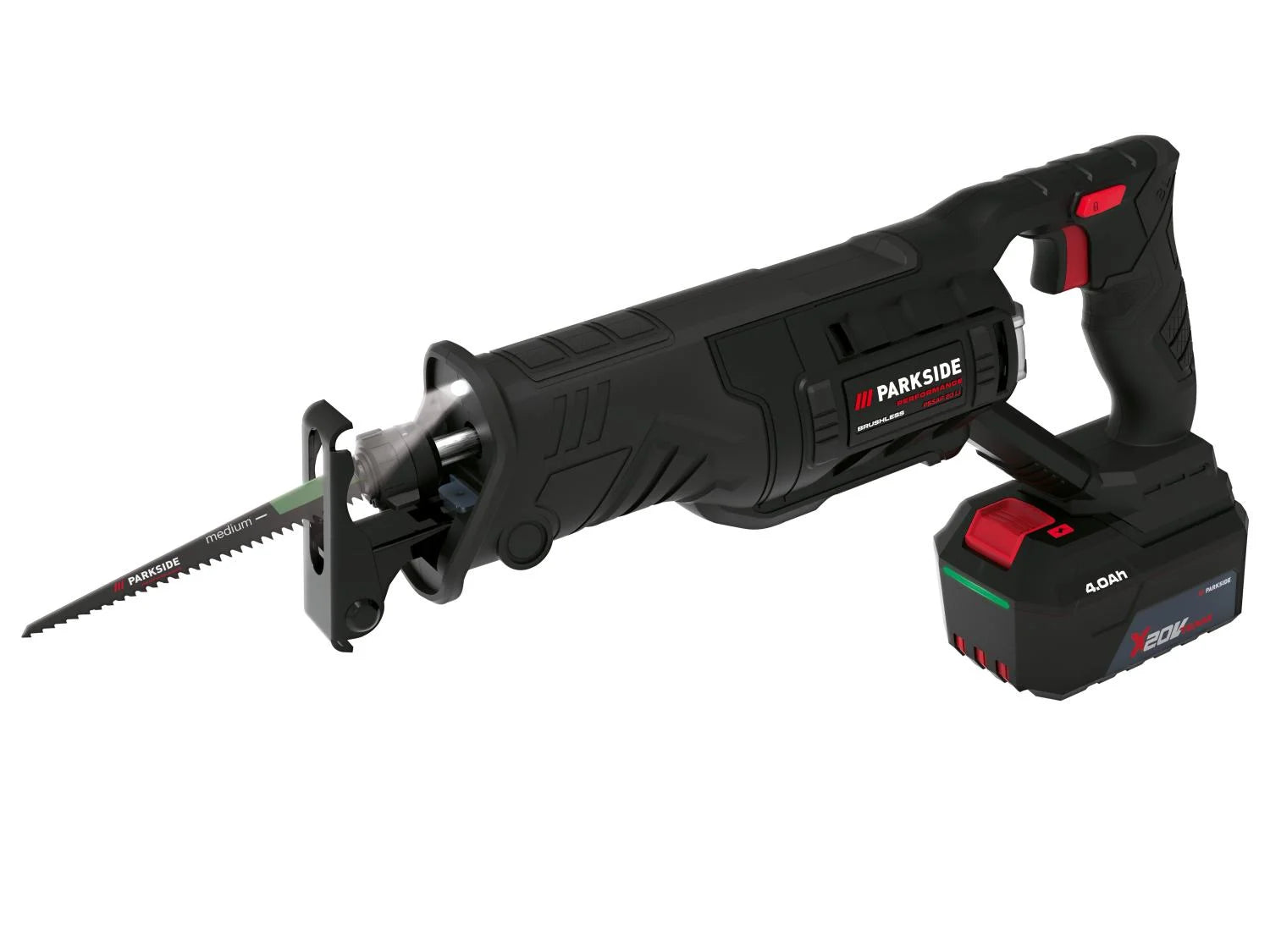 PARKSIDE PERFORMANCE 20V akumulatorska recipročna pila za početnike »PSSAP 20-Li E5«, s baterijom i punjačem