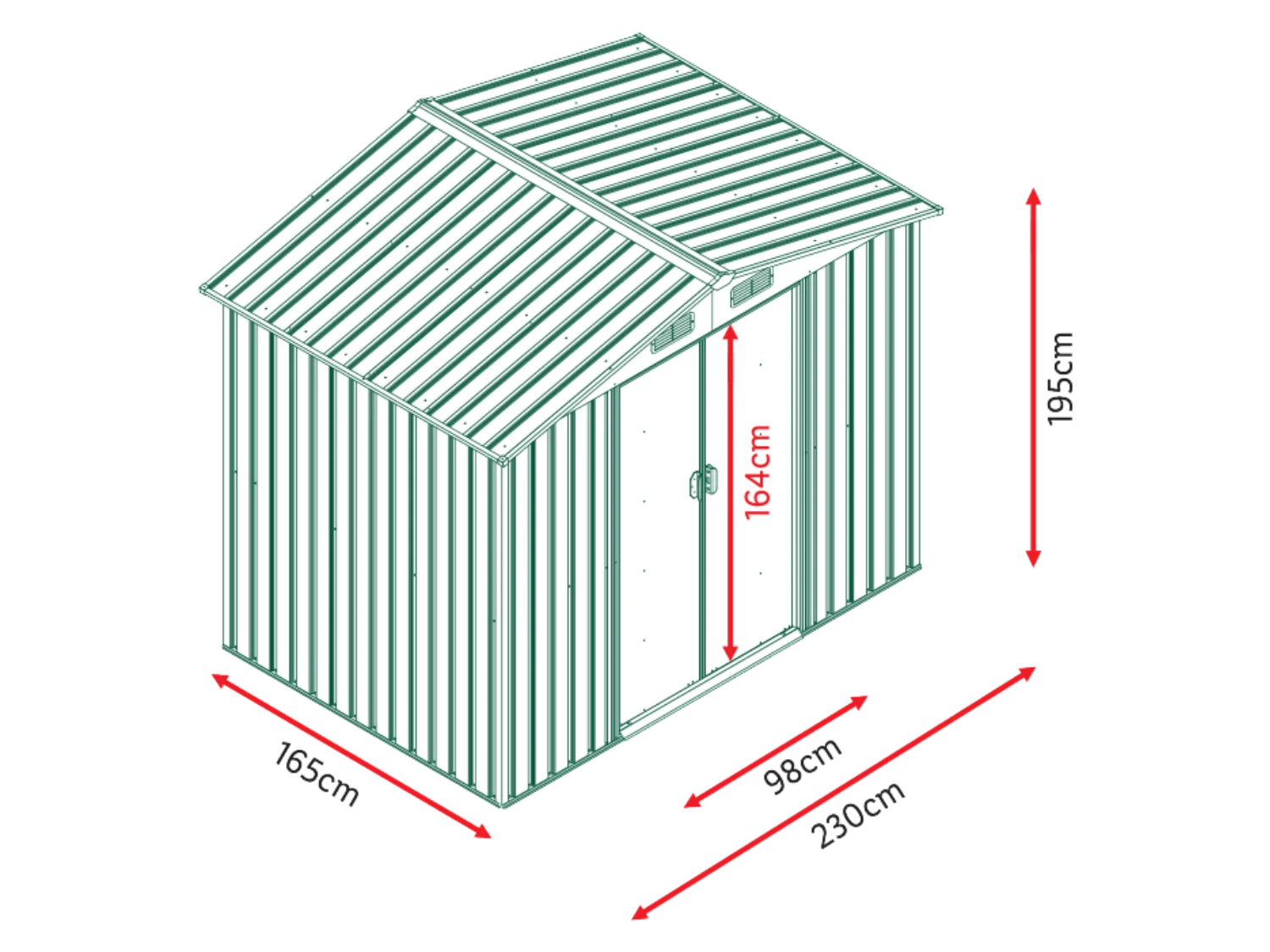 Metalna kućica 165x230x195 cm - 3,5 m²