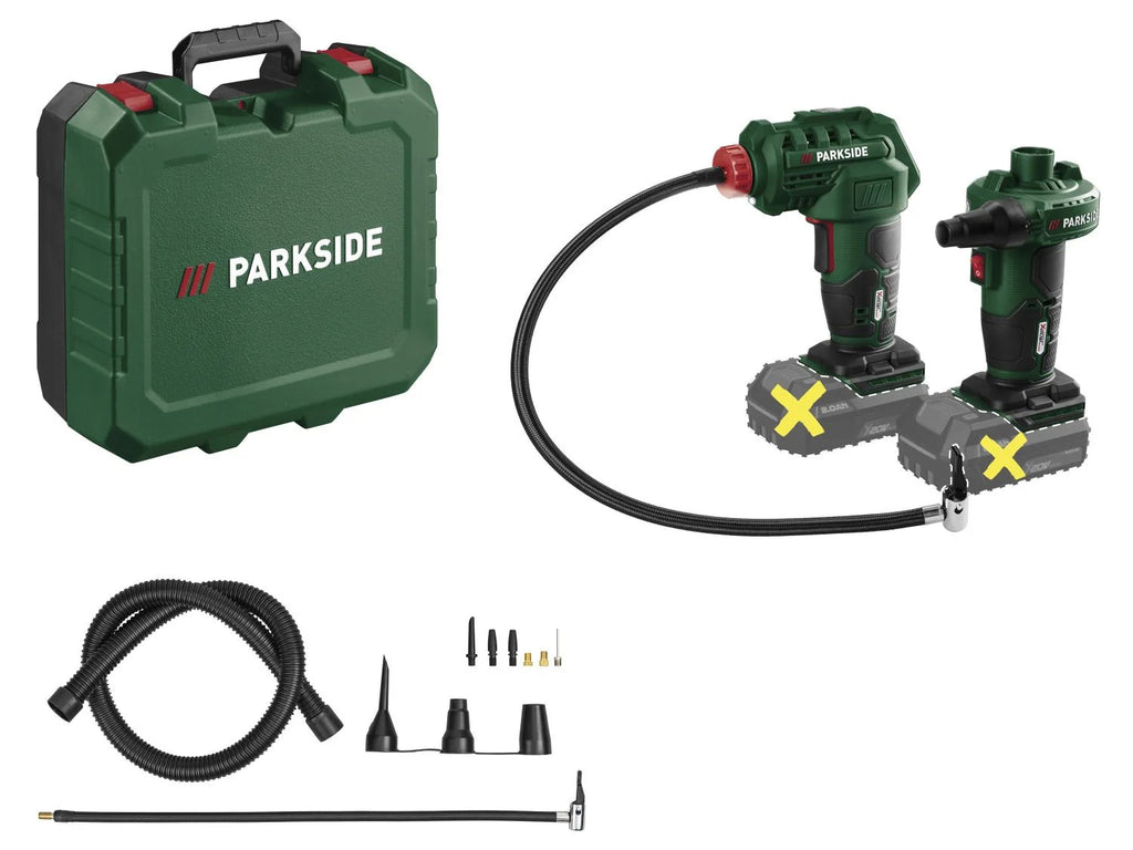 PARKSIDE 20 V bežična zračna pumpa + 20 V bežični kompresor, bez baterije – bez punjača