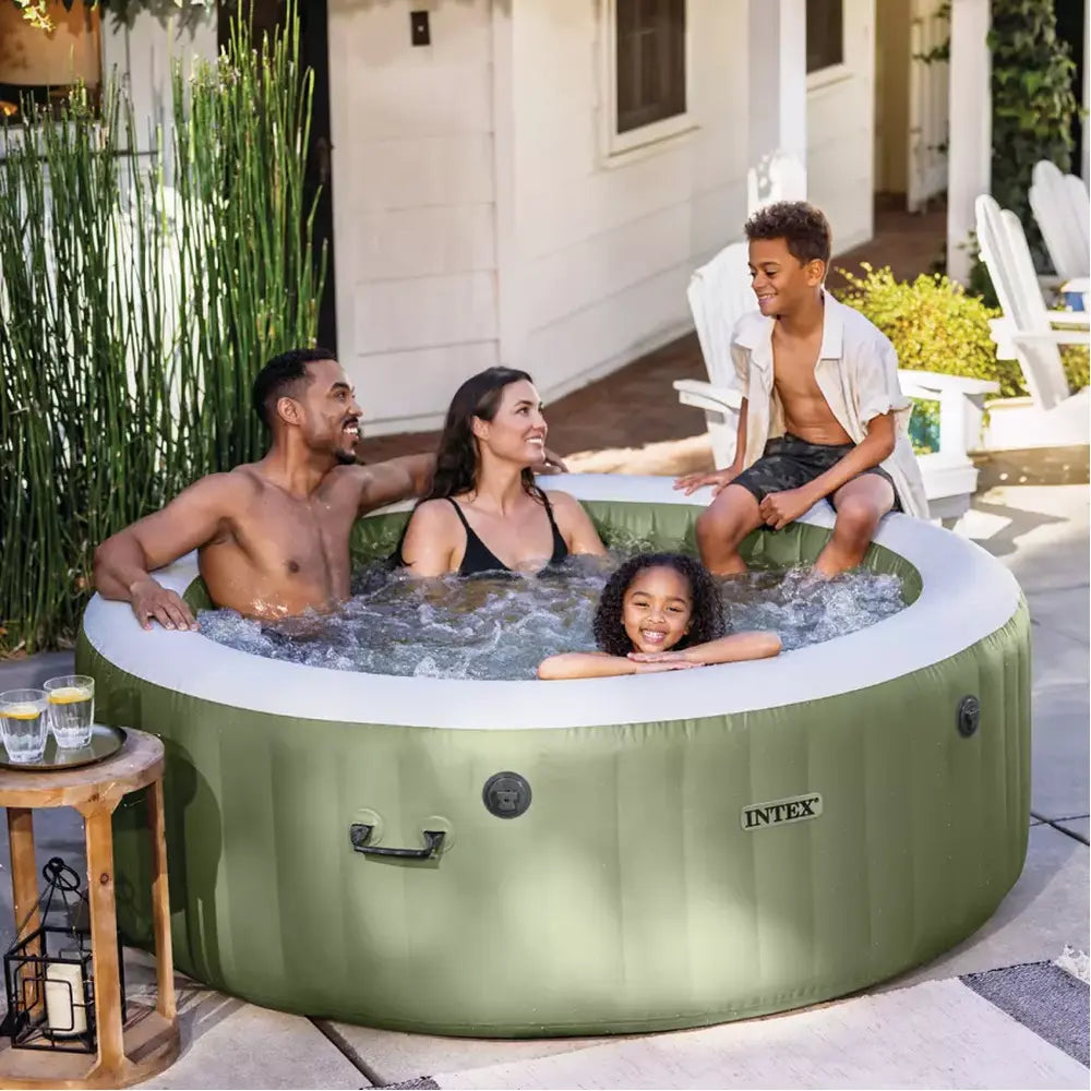 Bazen na napuhavanje Intex 4-osobe Olive green okrugli bubble spa set