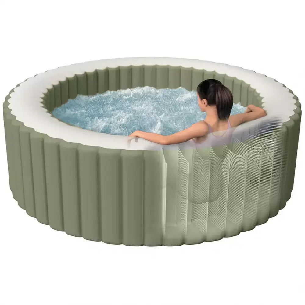 Bazen na napuhavanje Intex 4-osobe Olive green okrugli bubble spa set