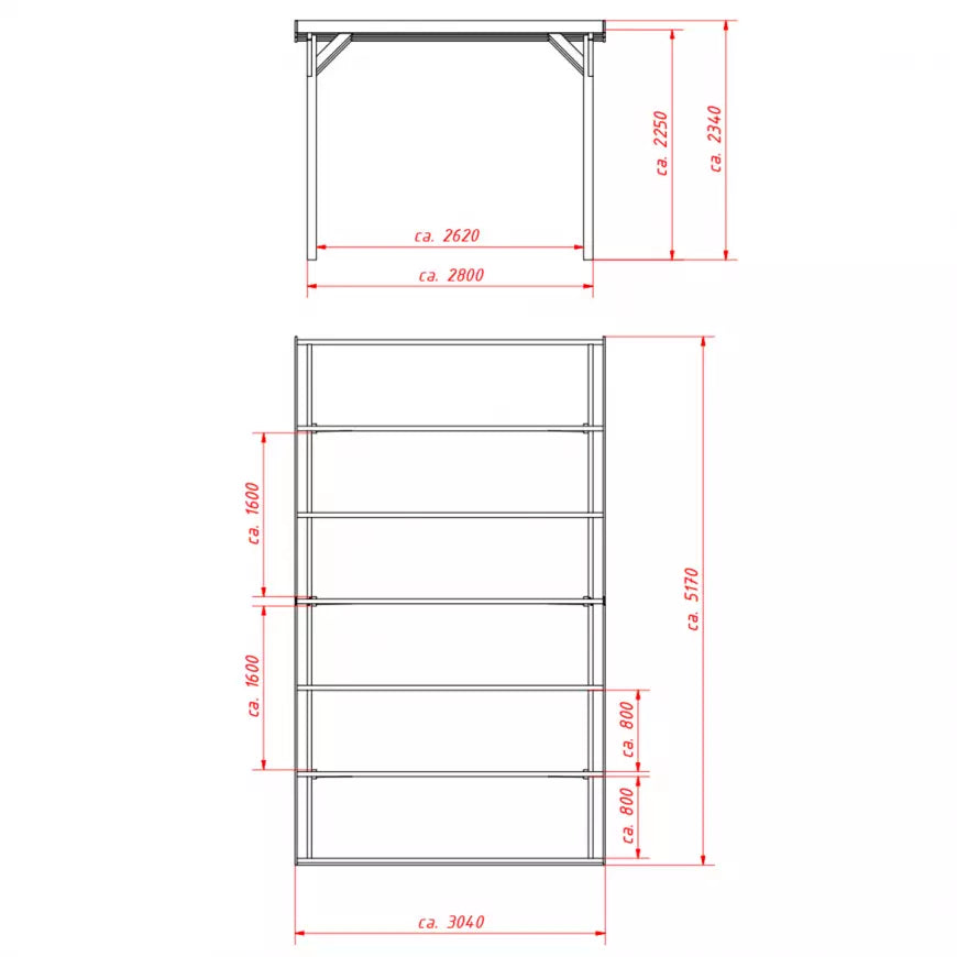 Drvena nadstrešnica 3m x 5m