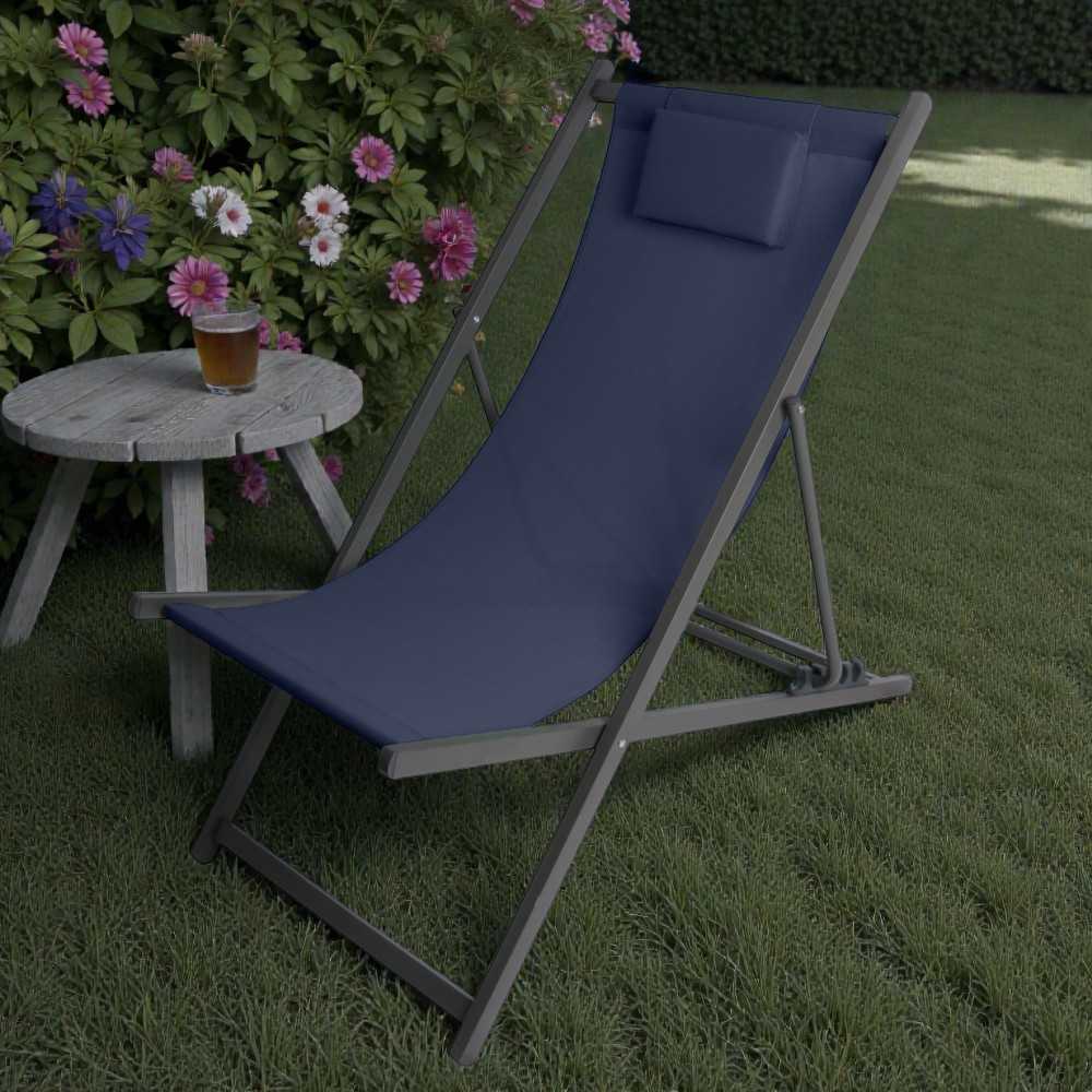 Metalna ležaljka Cleo Navy Blue 90/99 x 61 x 94/83 cm